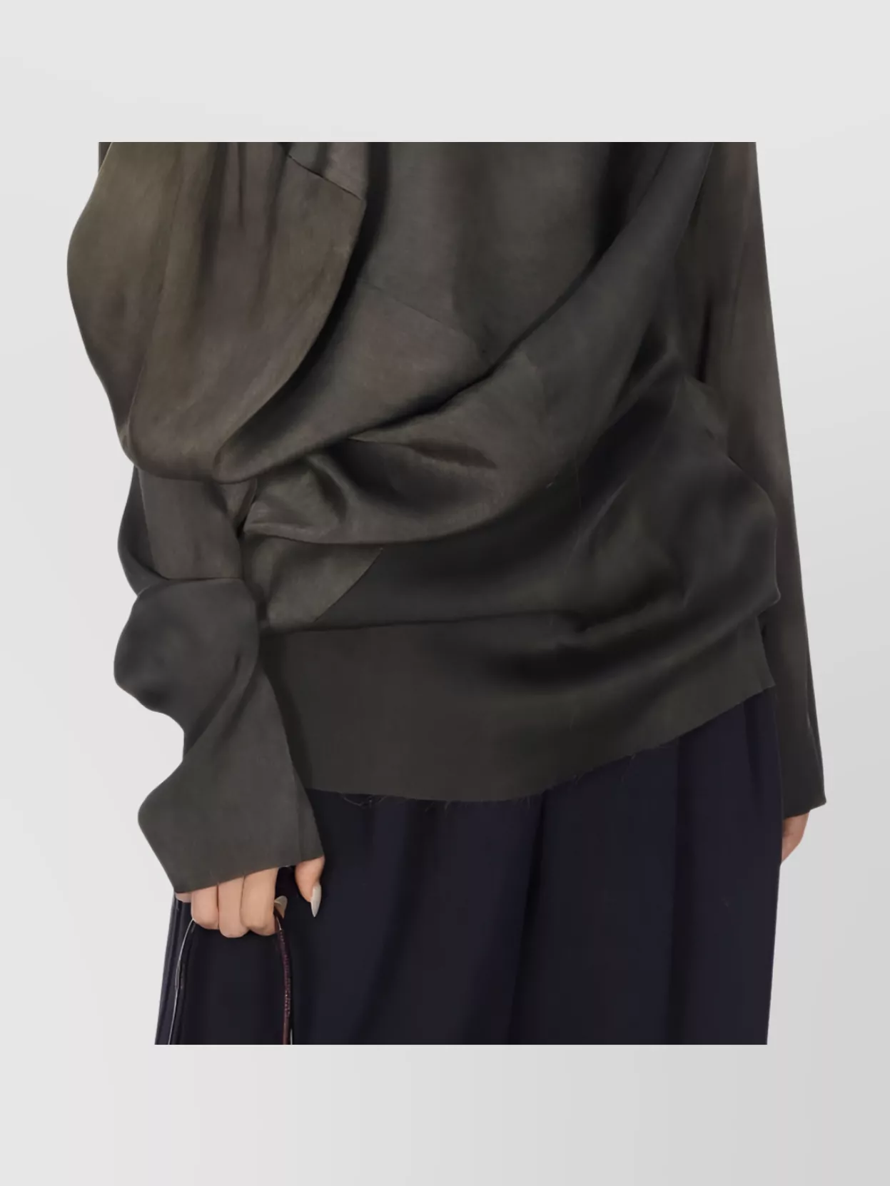 Uma Wang Asymmetric Draped Silk Blend Long Sleeve Top