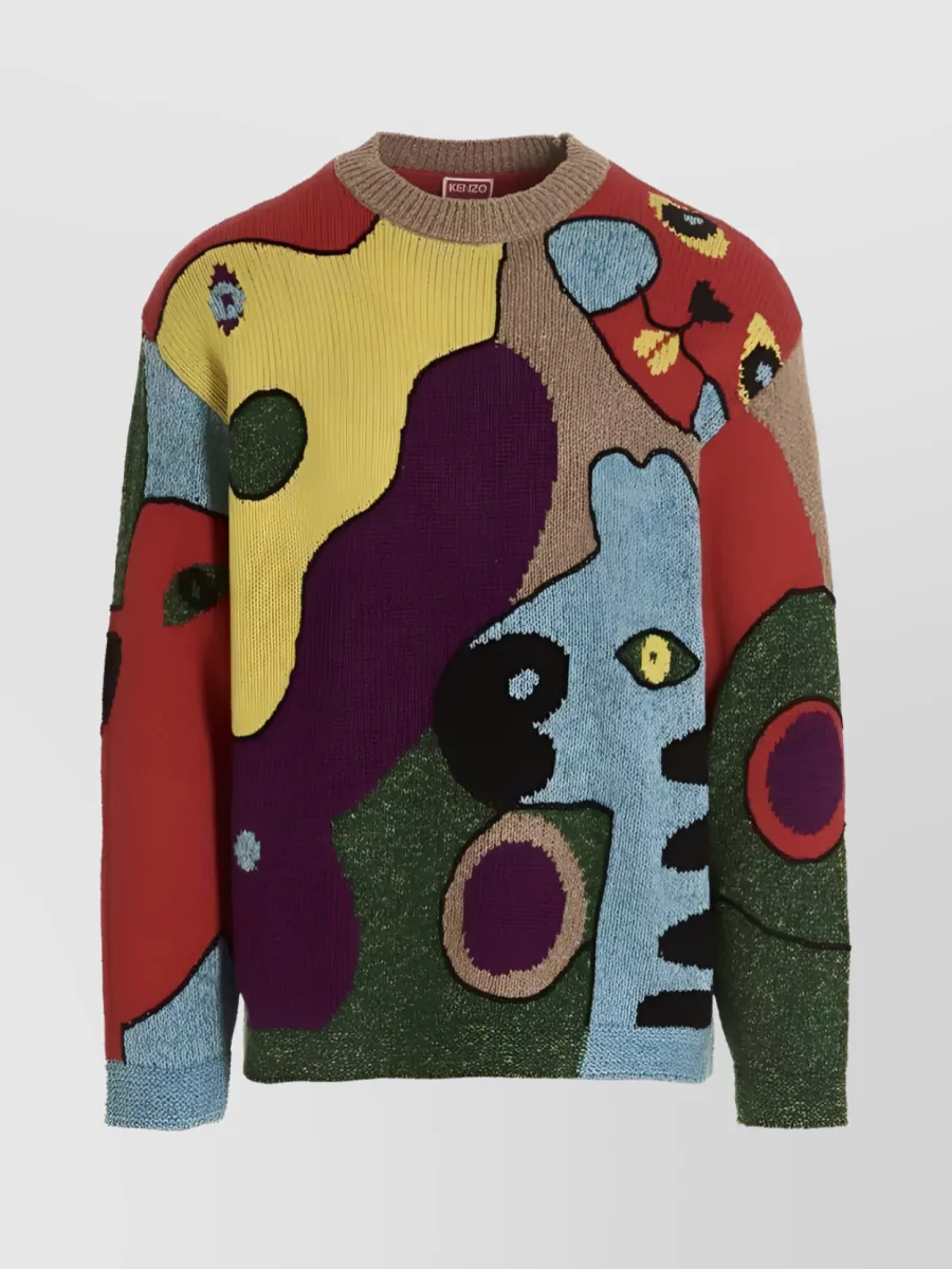 Shop Kenzo Graphic Print Crew Neck Sweater In Multicoloured