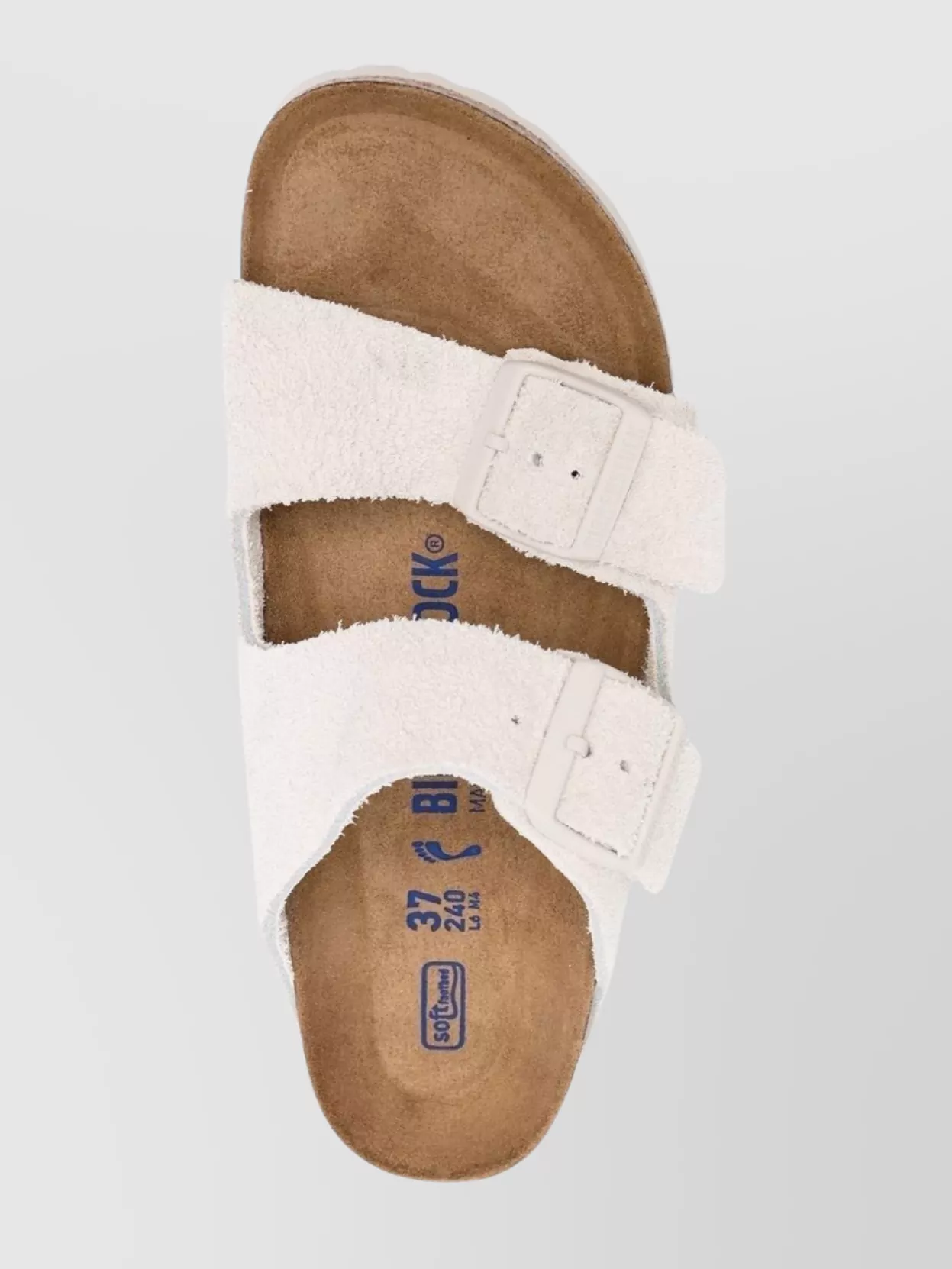Birkenstock Arizona Slipper With Flat Textured Sole In White