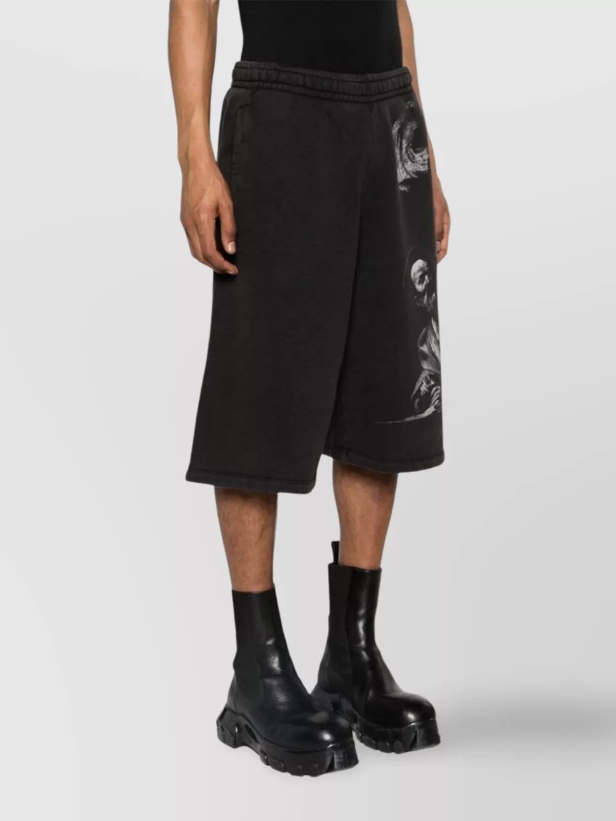 Off-White Jersey Cotton Graphic Print Shorts