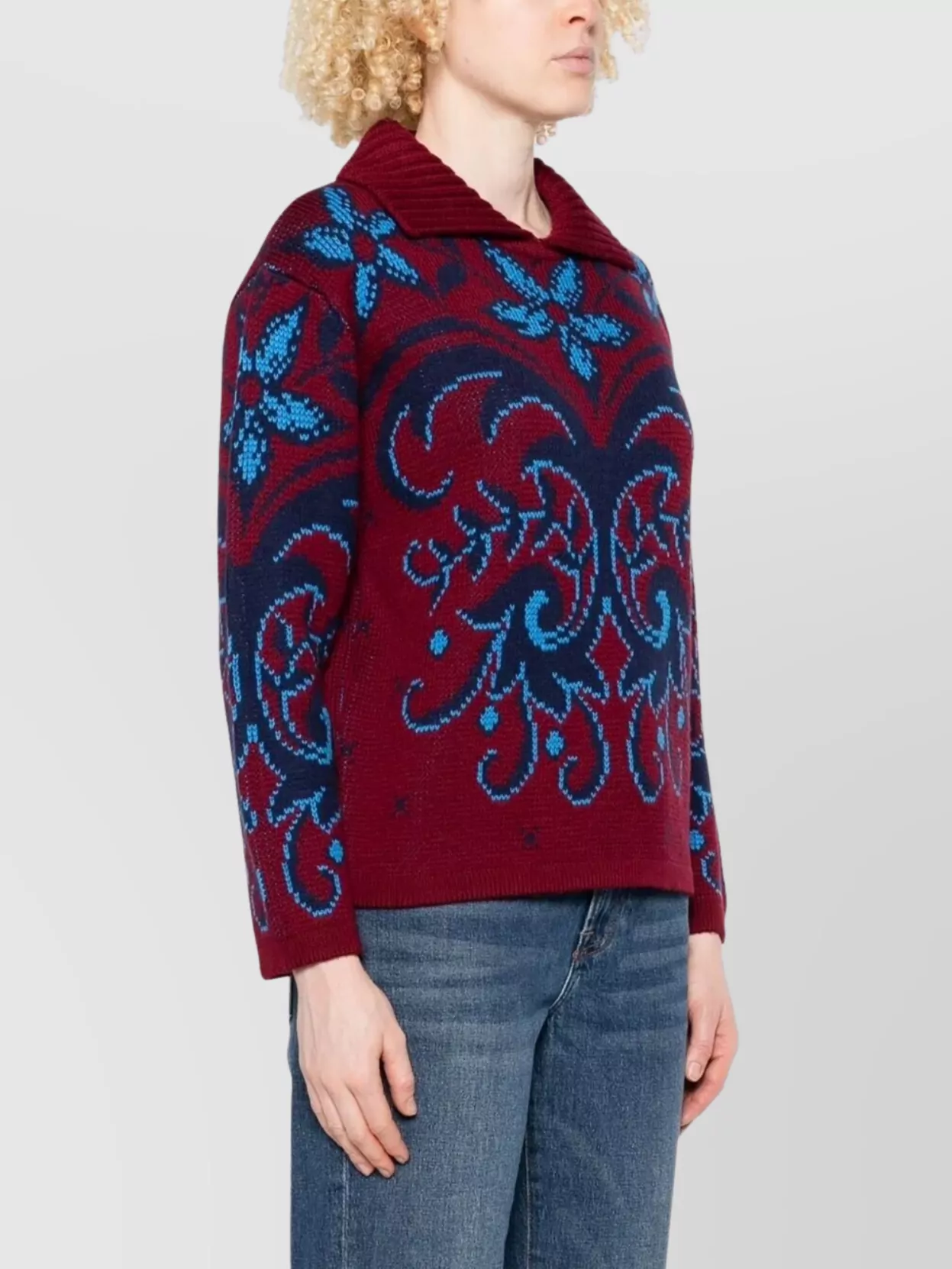 Etro Wool Sweater Floral Pattern In Red