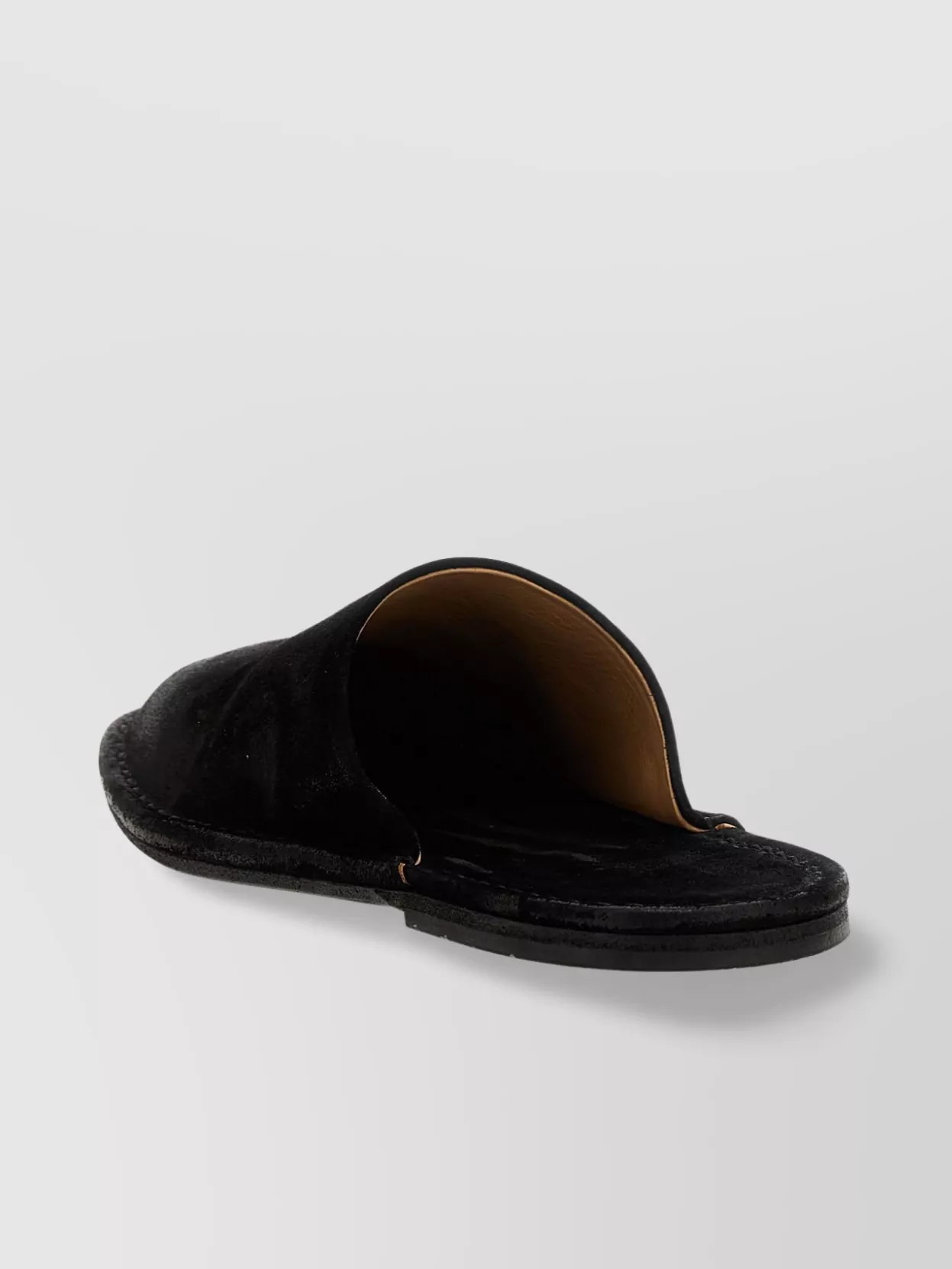 Marsèll Suede Finish Round Toe Flat Sole Slippers In Black