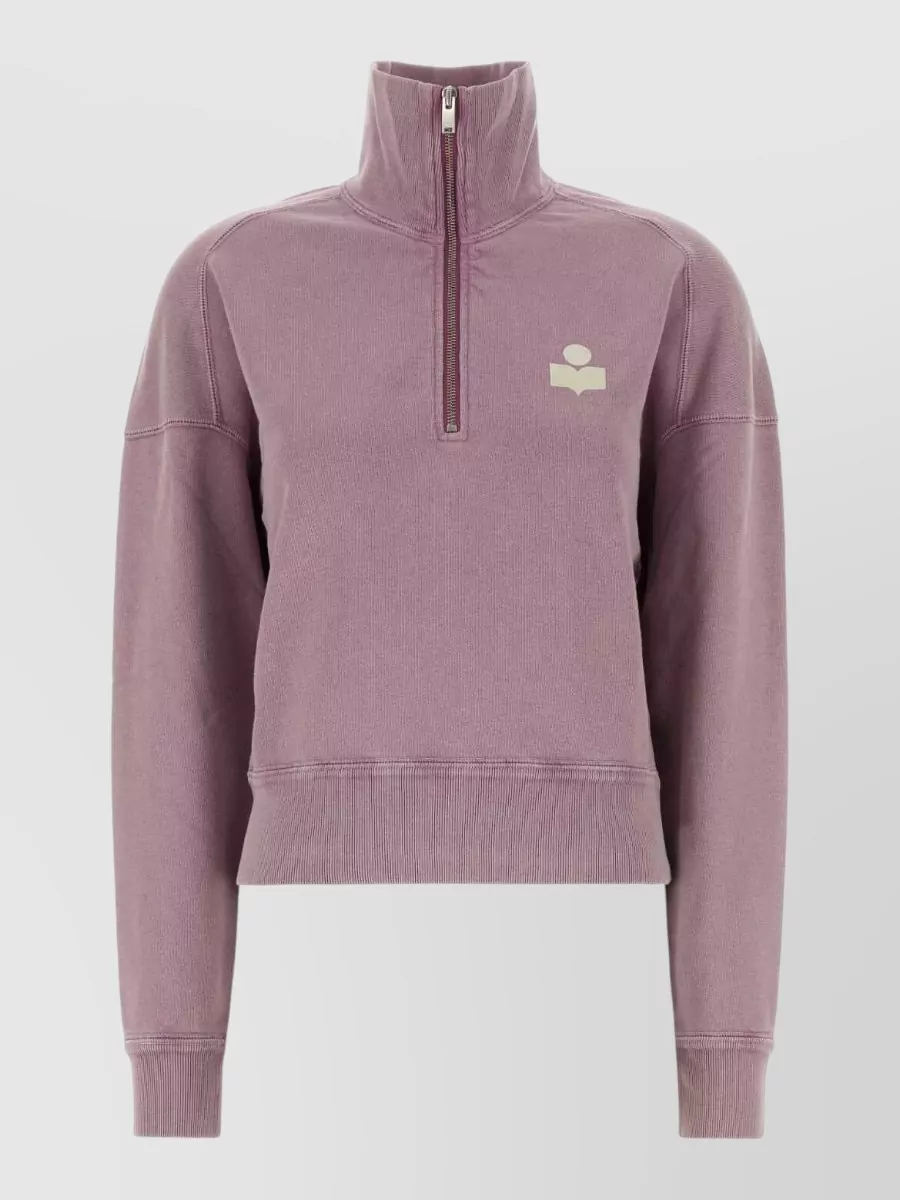 Isabel Marant Etoile Cotton blend zip neck logo sweatshirt