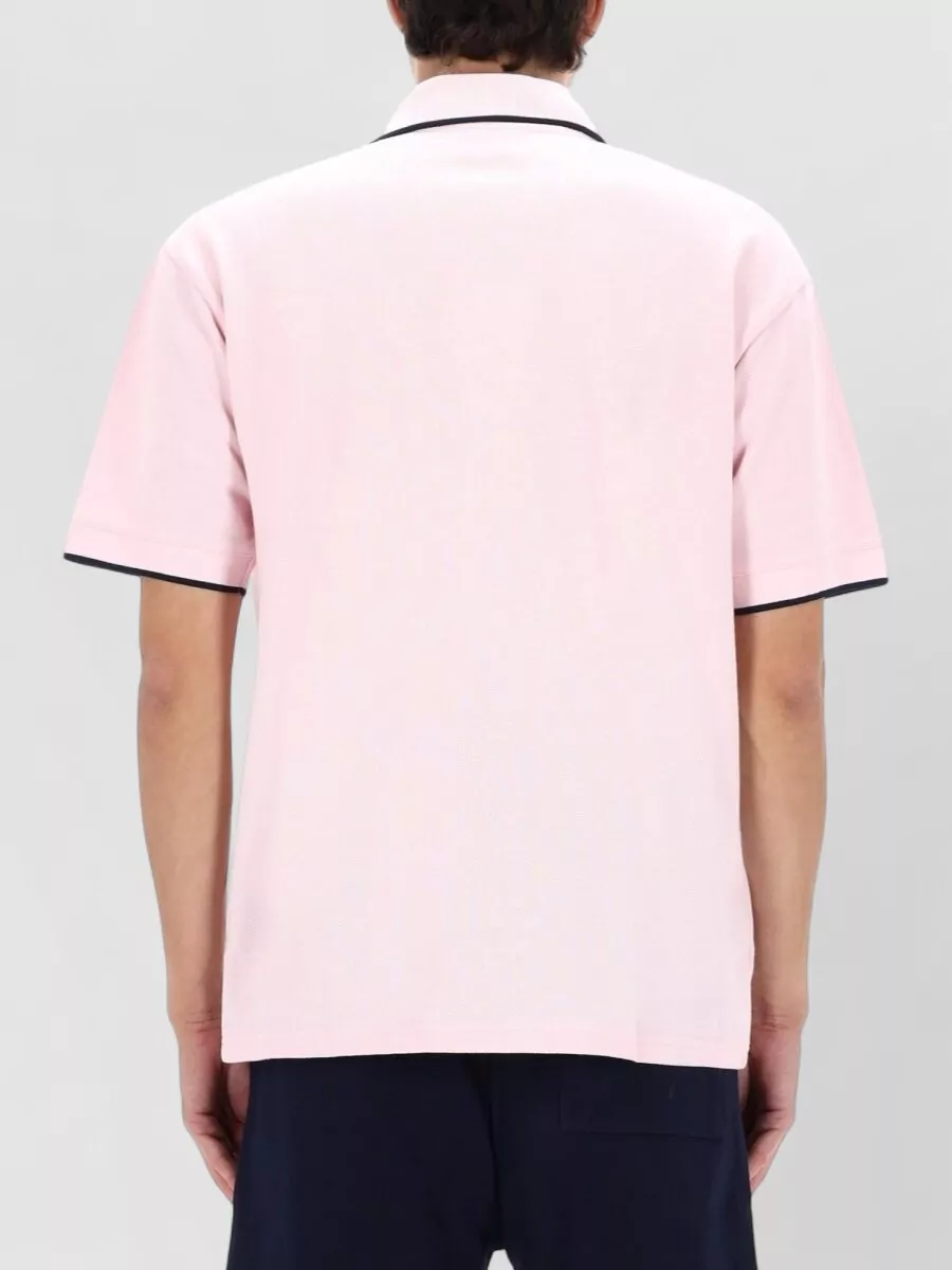 Drôle De Monsieur Polo Shirt Slogan Rose Contrast Collar