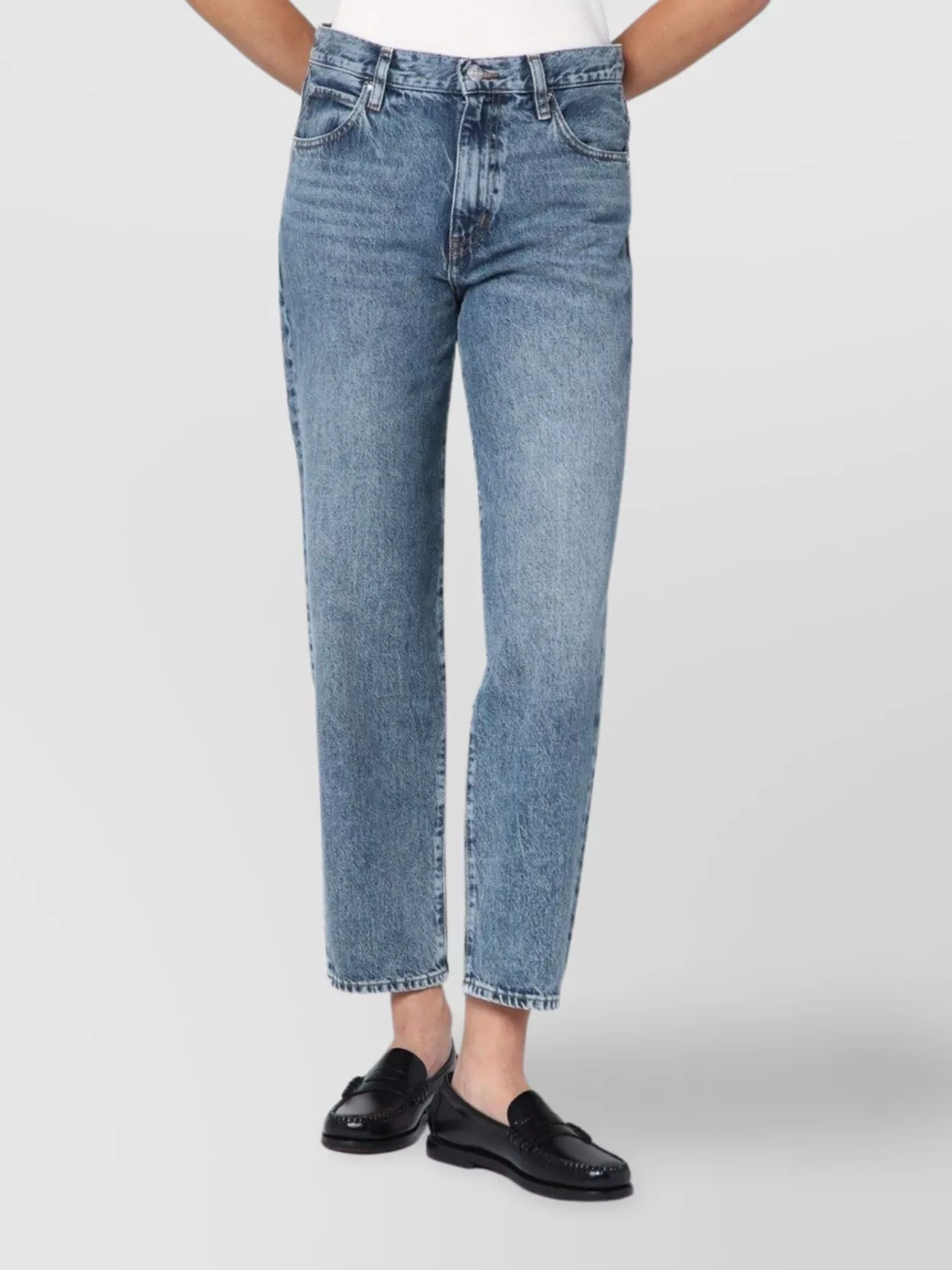 Frame Denim Trousers Washed Effect In Blue