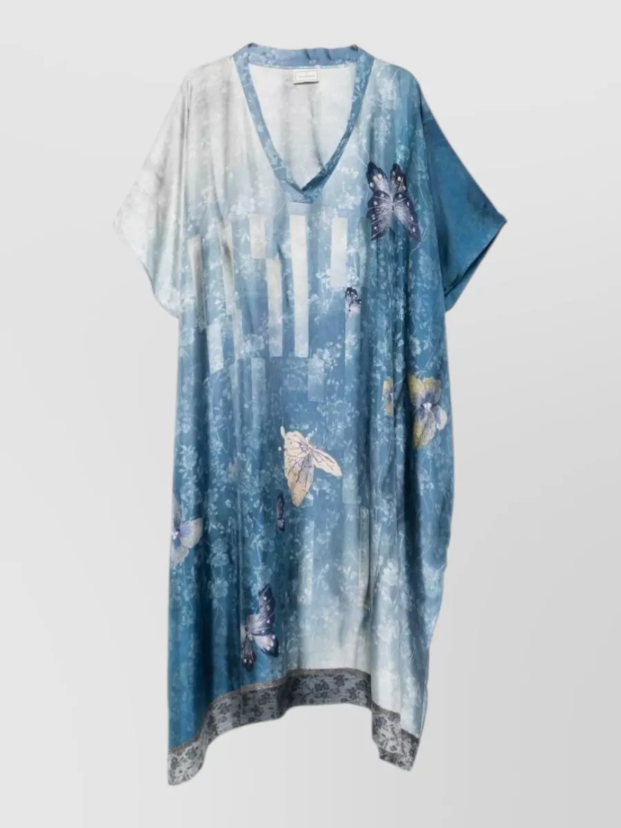 Pierre louise mascia Silk printed v-neck short-sleeve kaftan