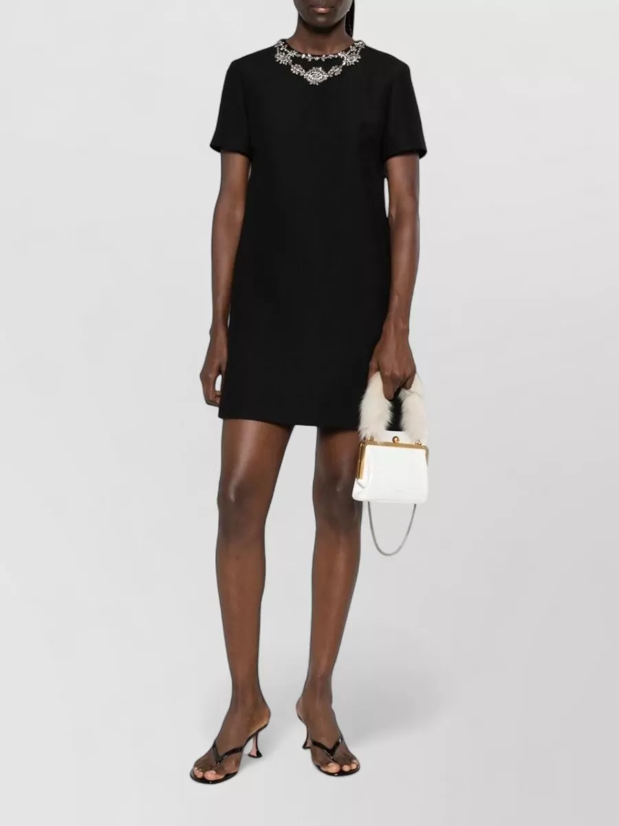 Valentino Silk And Virgin Wool Crystal Embellished Mini Dress