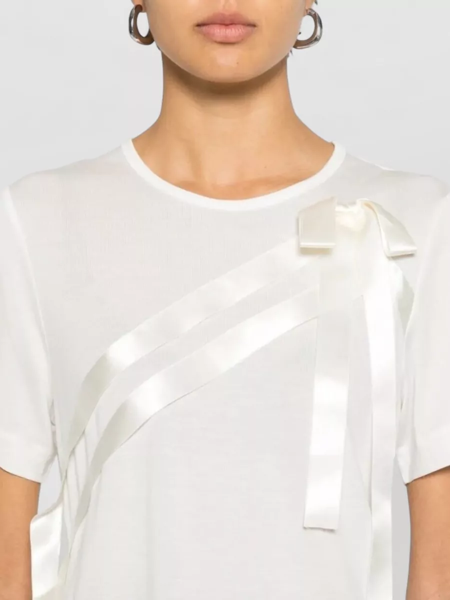 Simone Rocha Ribbon Sash Satin Short Sleeve Top