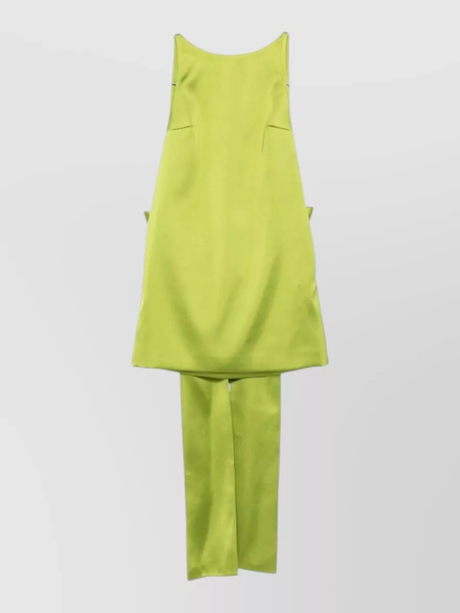Self-Portrait satin sleeveless boat neck mini dress