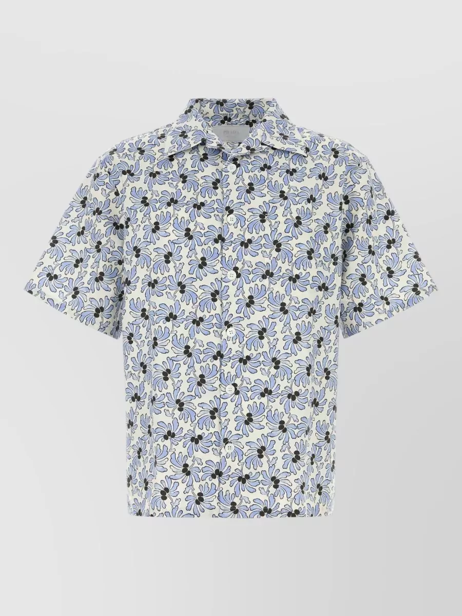 Prada silk blend oversized floral print bowling shirt