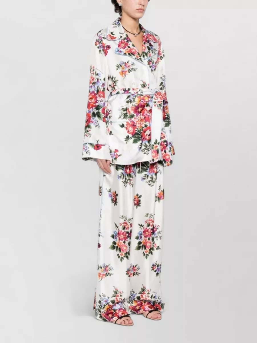 Dolce&Gabbana Silk Shirt Floral Pattern Belted Waist