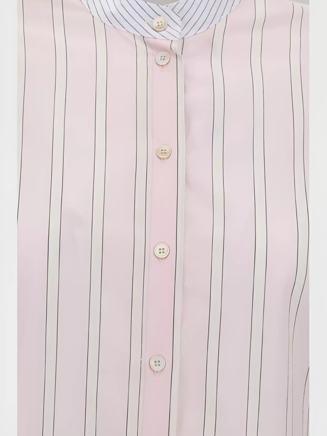 FORTE FORTE STRIPED SHIRT CONTEMPORARY MANDARIN COLLAR