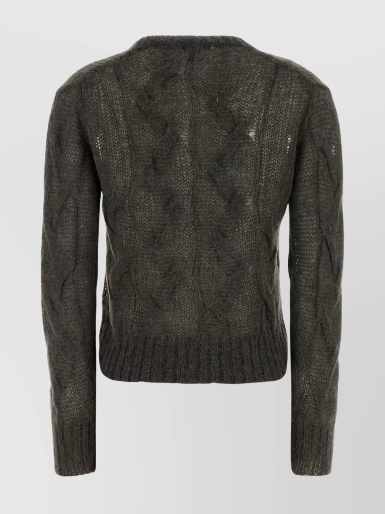 Gimaguas Cropped Cable Knit Long Sleeve Sweater In Gray