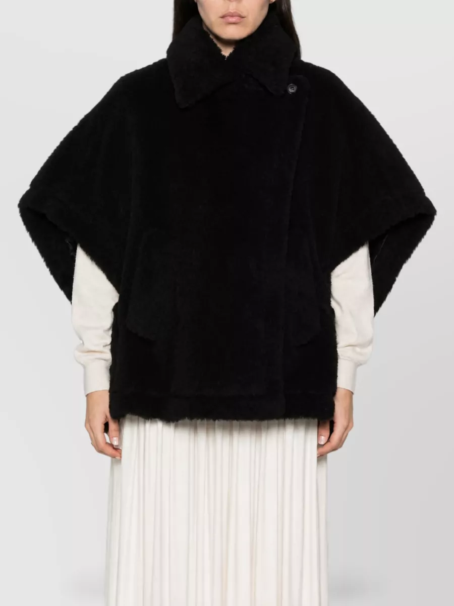 Max Mara Alpaca Wool Silk High-Neck Short-Sleeve Coat