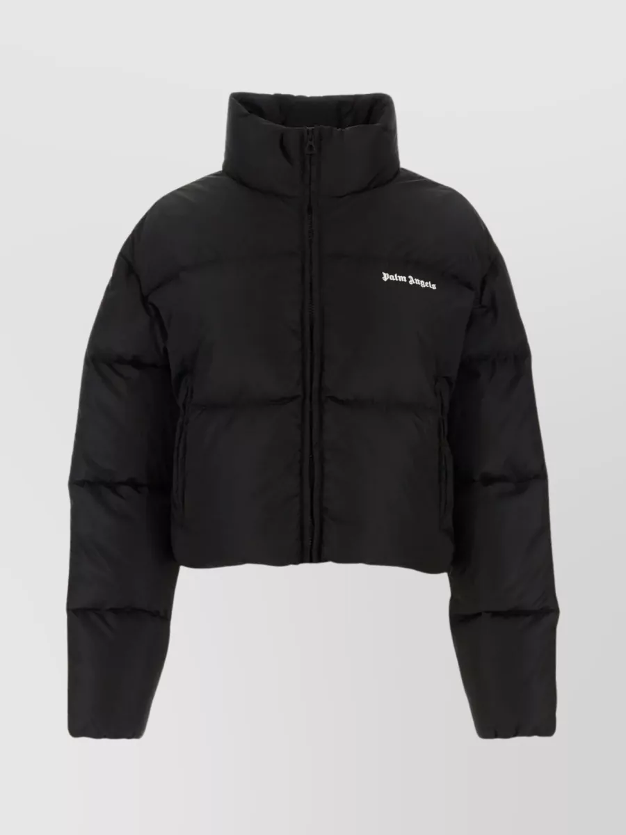 Shop Palm Angels Nylon Puffer With Sleeve Bands In Black