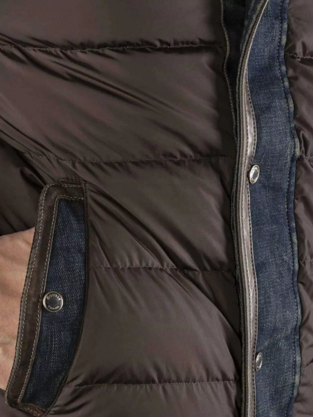 Moorer Denim Trimmed Shearling Collar Padded Jacket