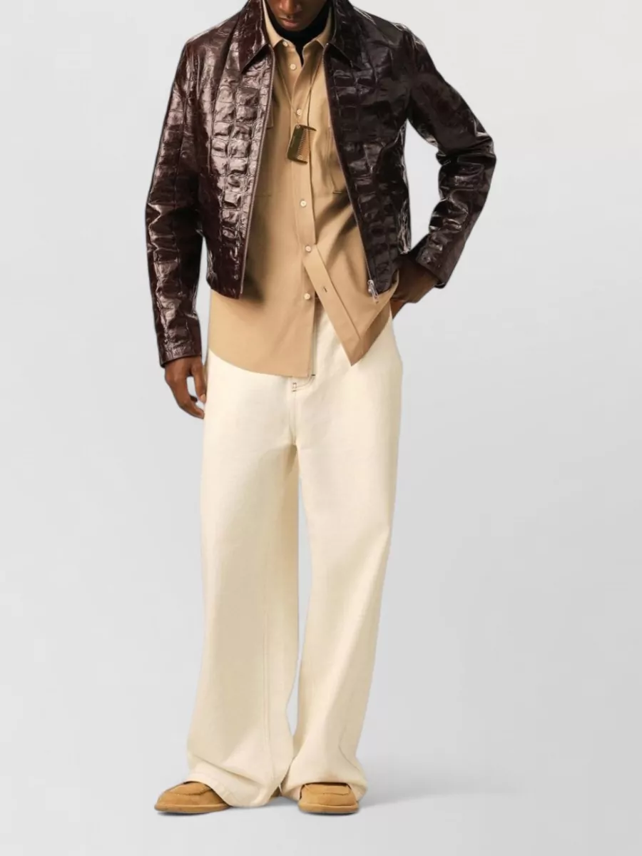 Ami Paris Leather Single Breasted Coat