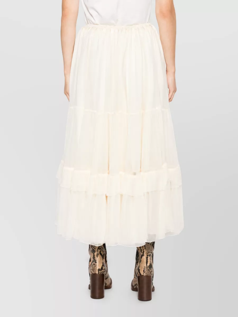 Chloé Silk Pleated Tiered Maxi Skirt