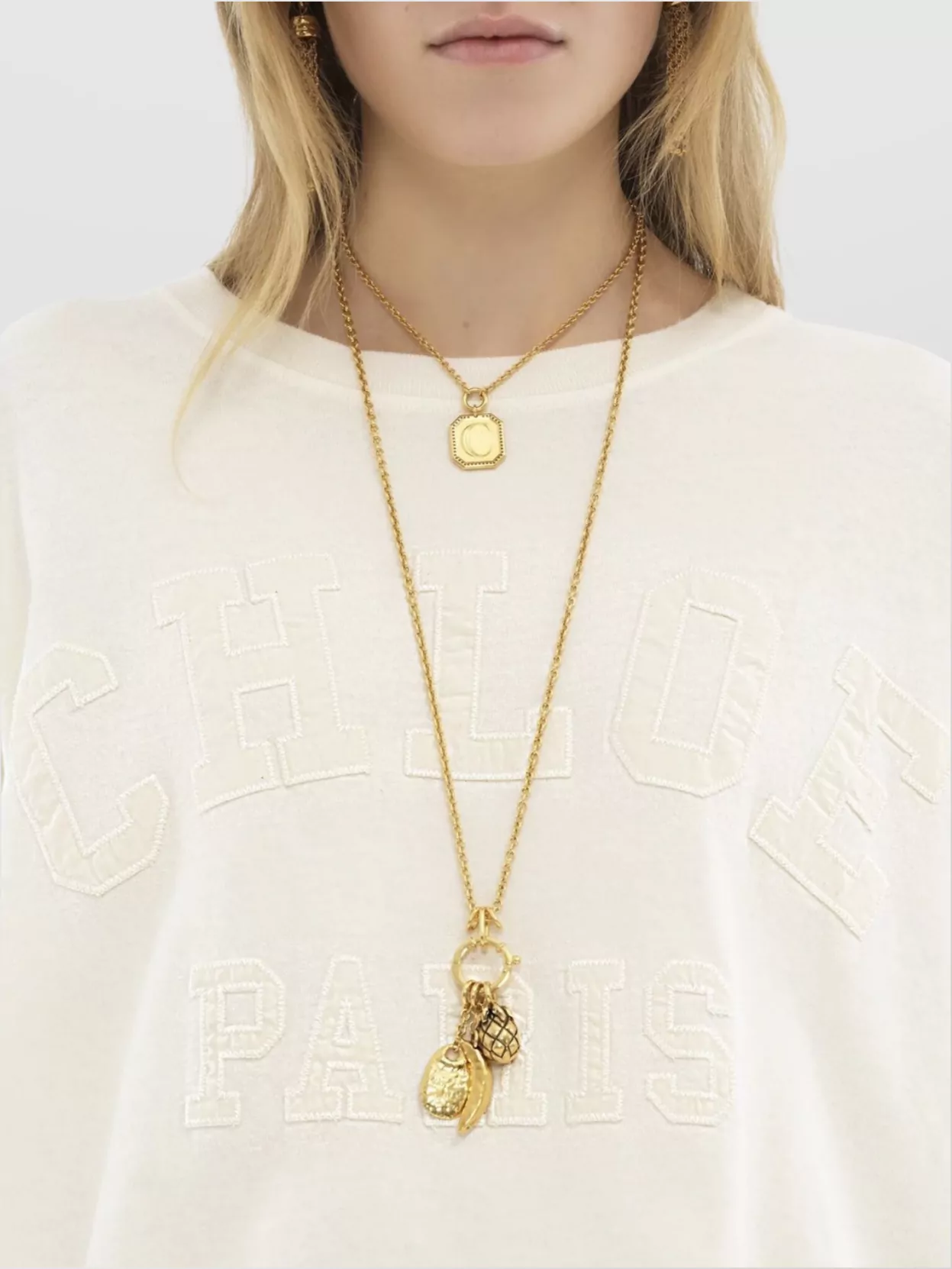 Shop Chloé Cropped Logo T-shirt With Wide Sleeves