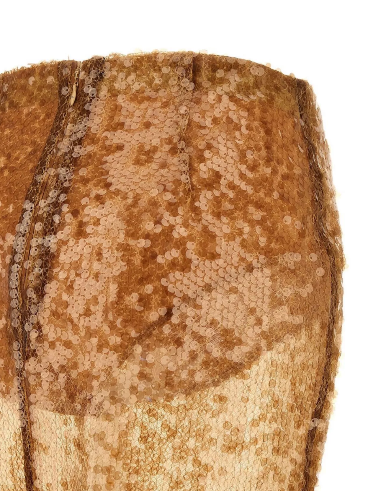 Elisabetta Franchi Sequin Embellished High Waist Skirt In Gold