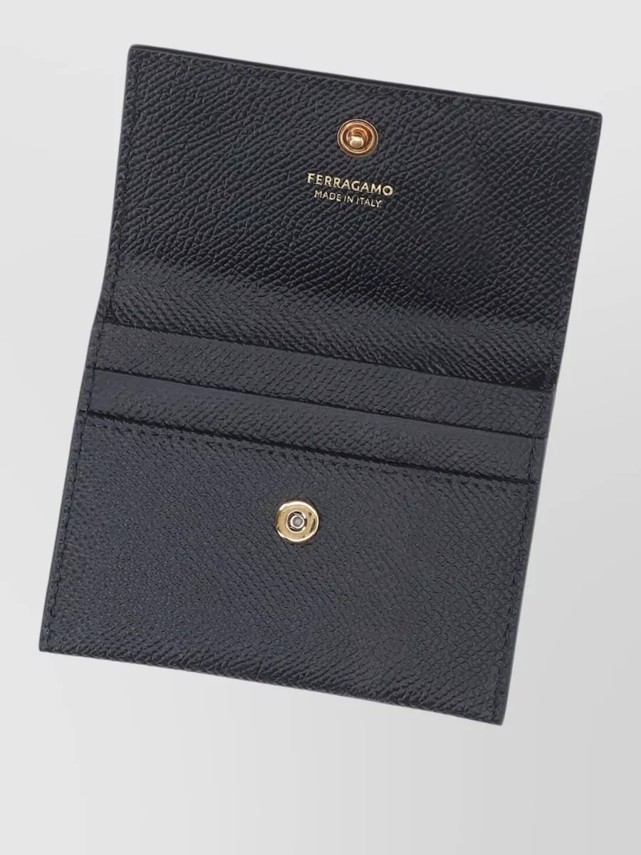 Ferragamo Compact Wallet Gold Tone Hardware Detail