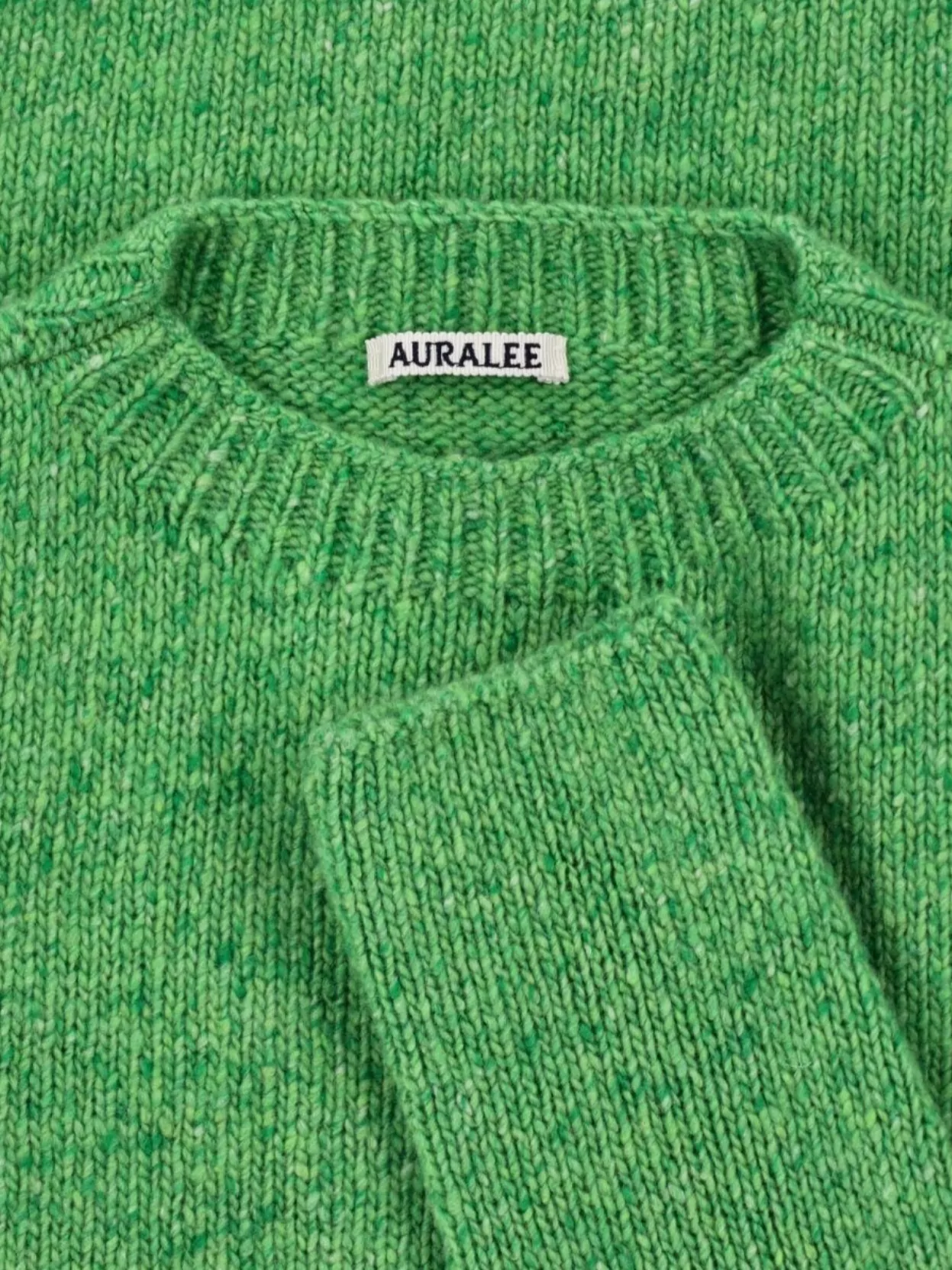 Auralee Soft Textured Crewneck Sweater With Ribbed Edges