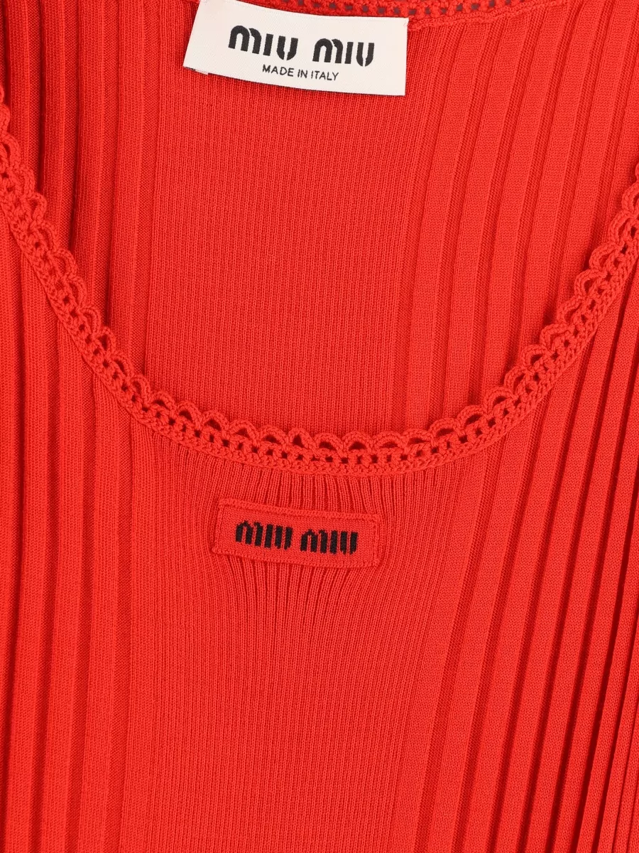 Miu Miu Ribbed Virgin Wool Tank Top