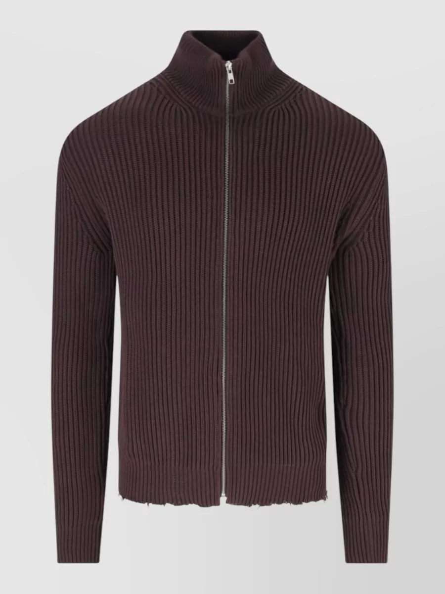 Mm6 Maison Margiela ribbed cotton zip turtleneck sweater