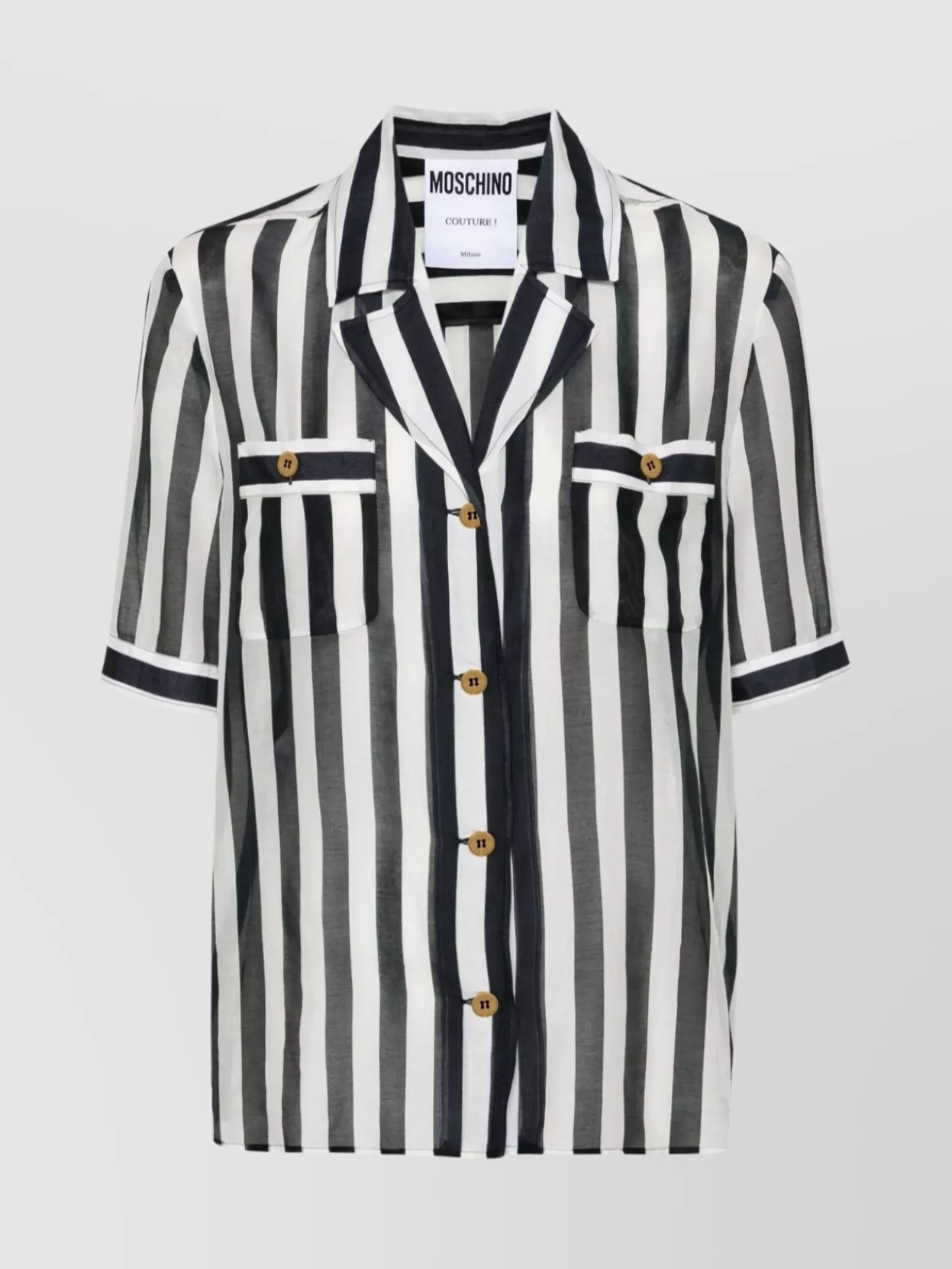 Shop Moschino Notched Collar Drop Shoulder Shirt