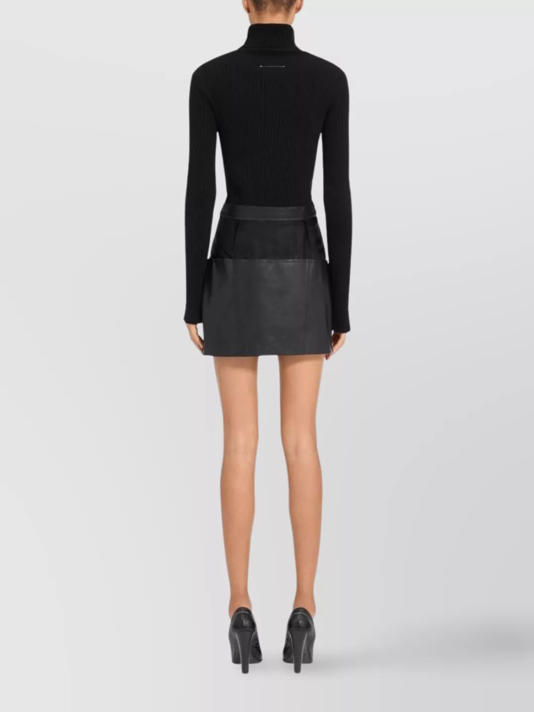 Mm6 Maison Margiela Leather High Waist Mini Skirt With Pockets