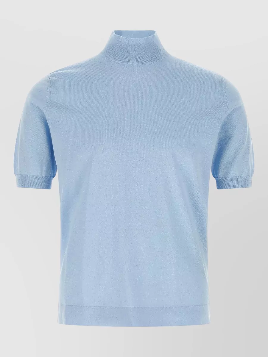 Prada Cotton slim-fit mock turtleneck short-sleeve sweater