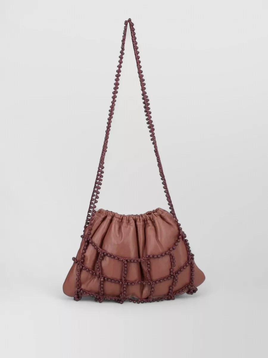 Alysi Pearl Detail Crossbody Bag Net Strap