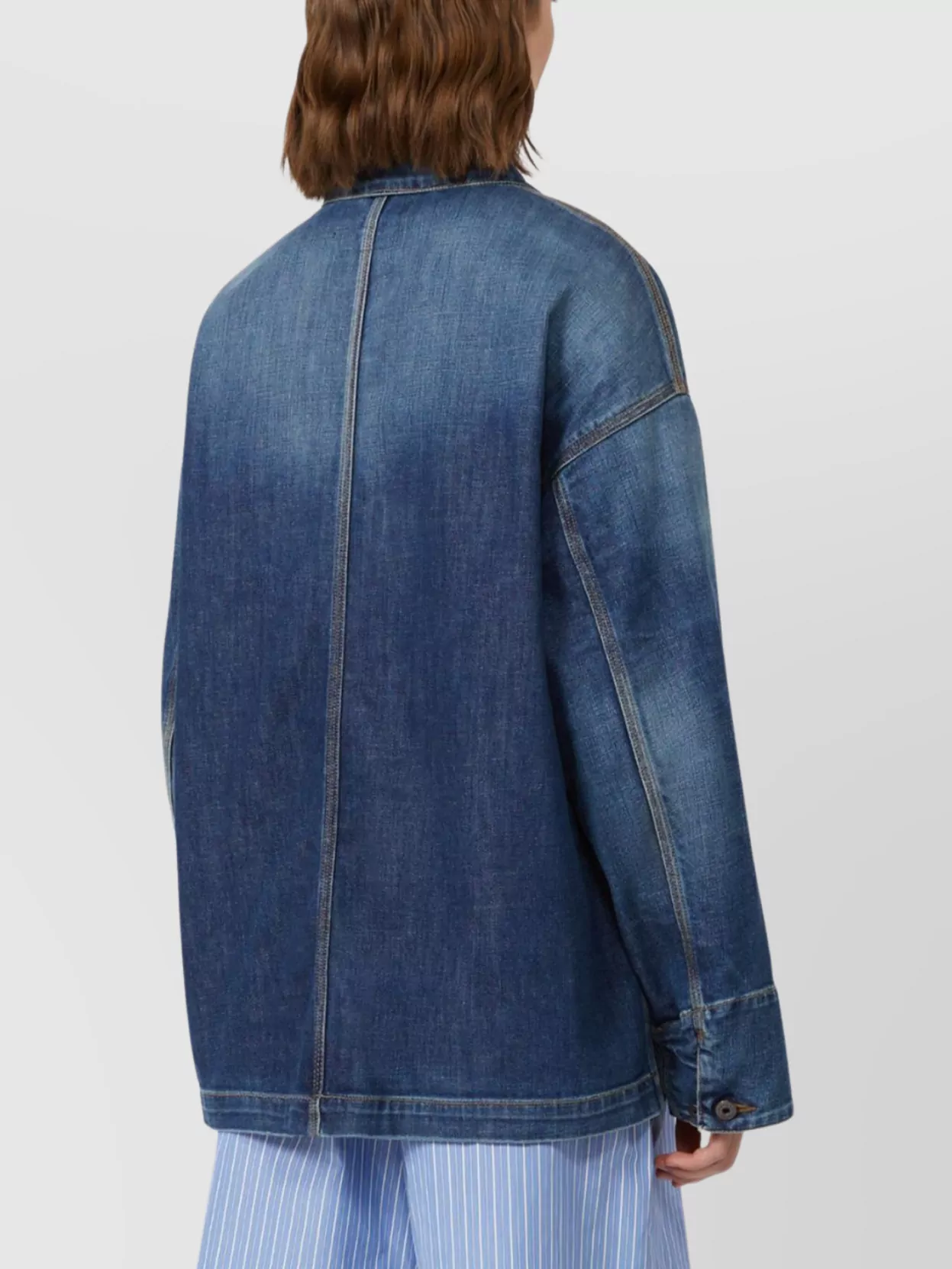 Weekend Max Mara Aligi Workwear Denim Jacket With Four Pockets In Blue