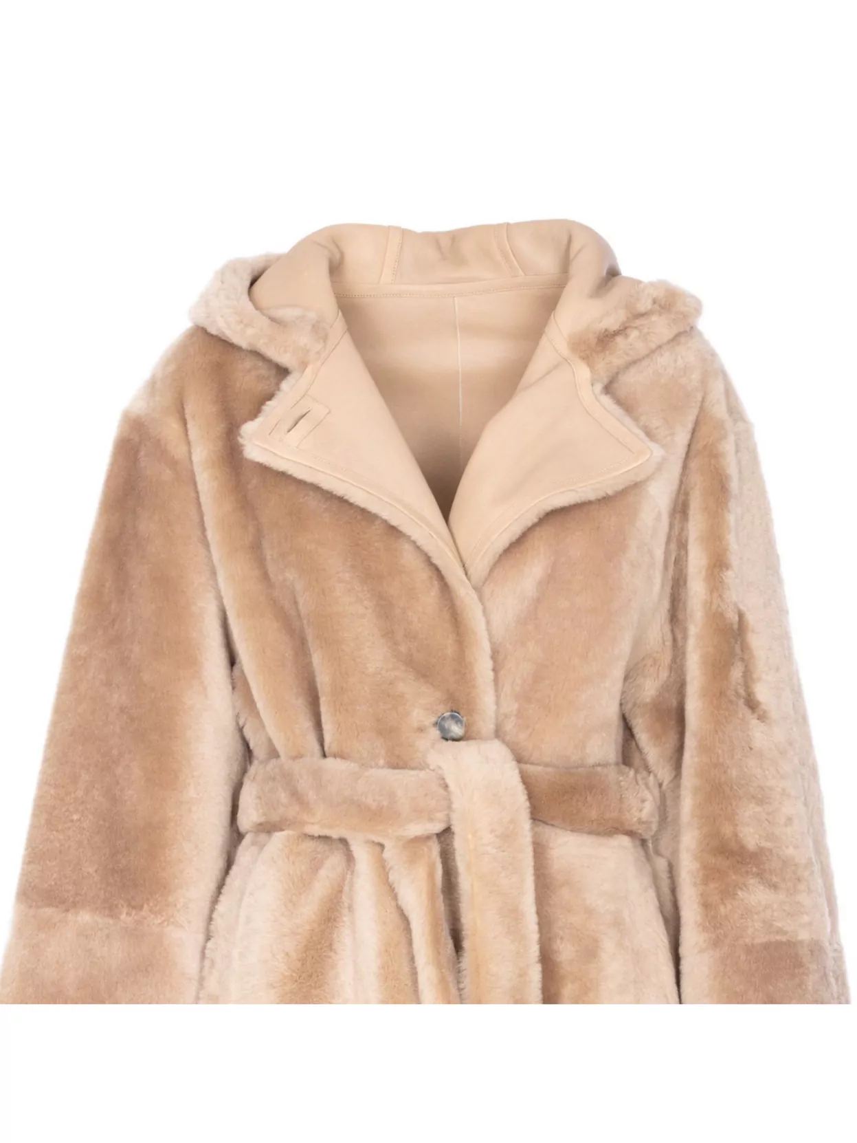 Yves Salomon Fur Coat With Belt And Hood Detail