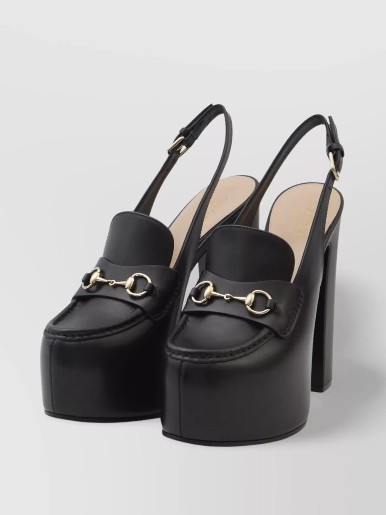 Gucci Platform Sole Horsebit Slingback Loafers