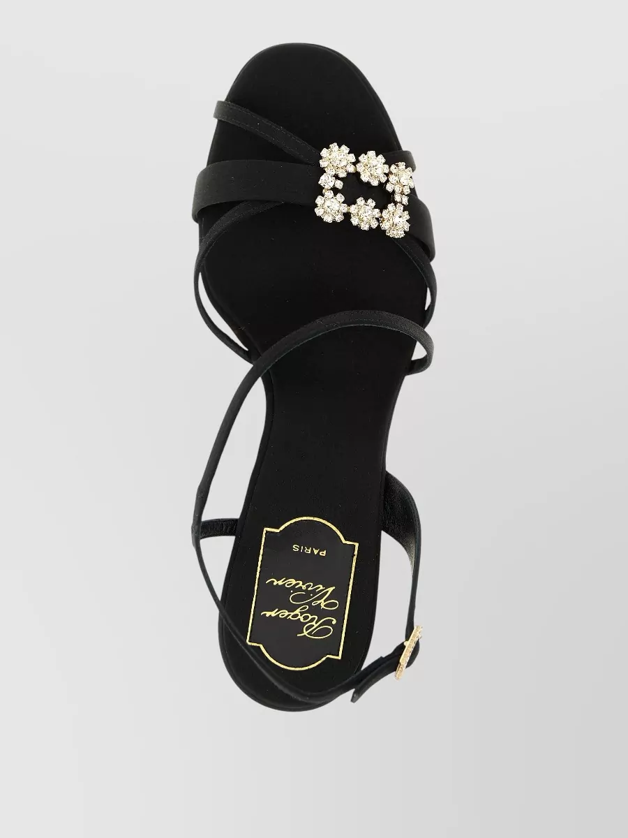 Roger Vivier Strass Sandals Slingback Straps Mini Flowers