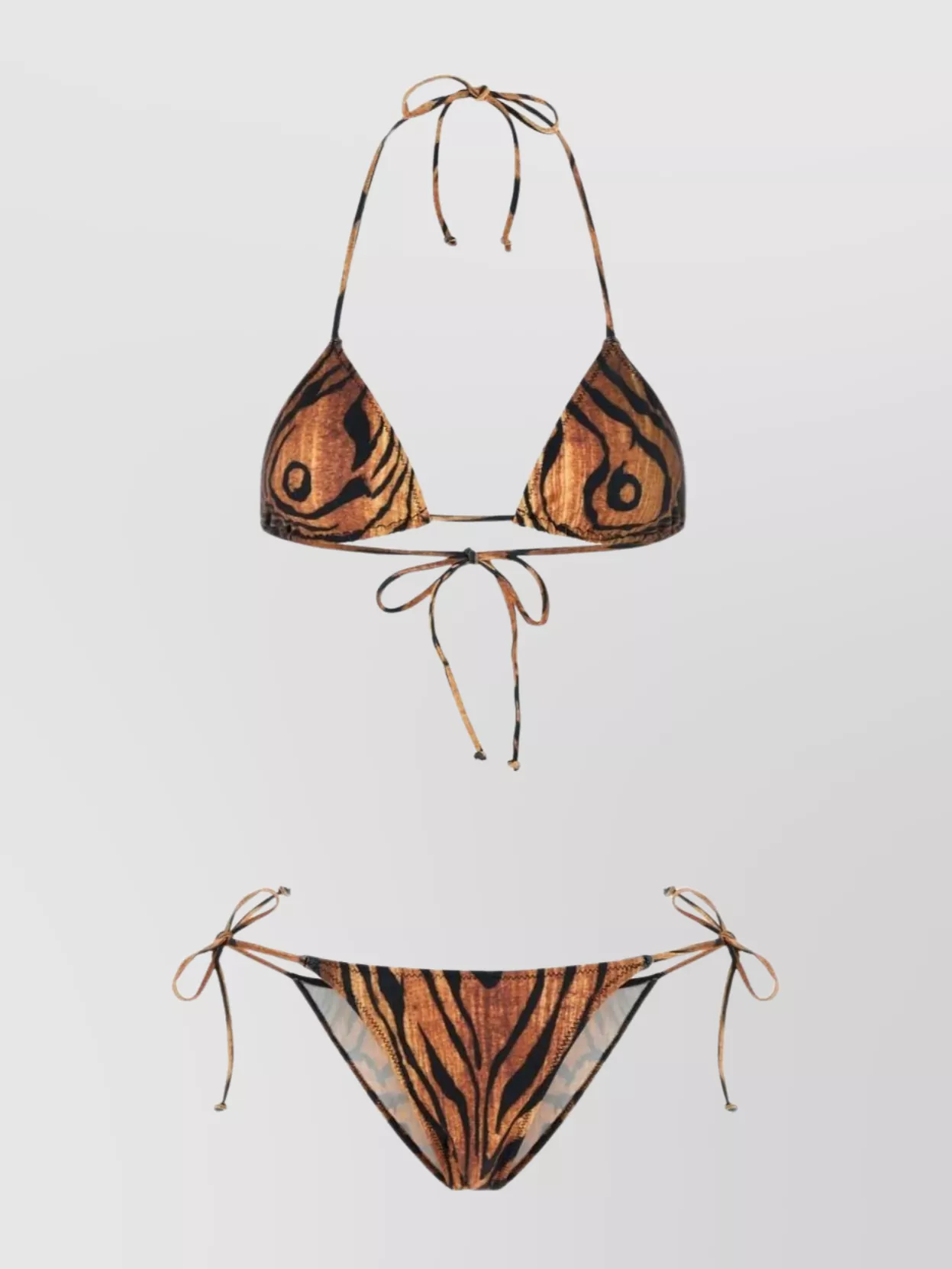 Jean Paul Gaultier Adjustable Halter Neck Bikini Set In Brown