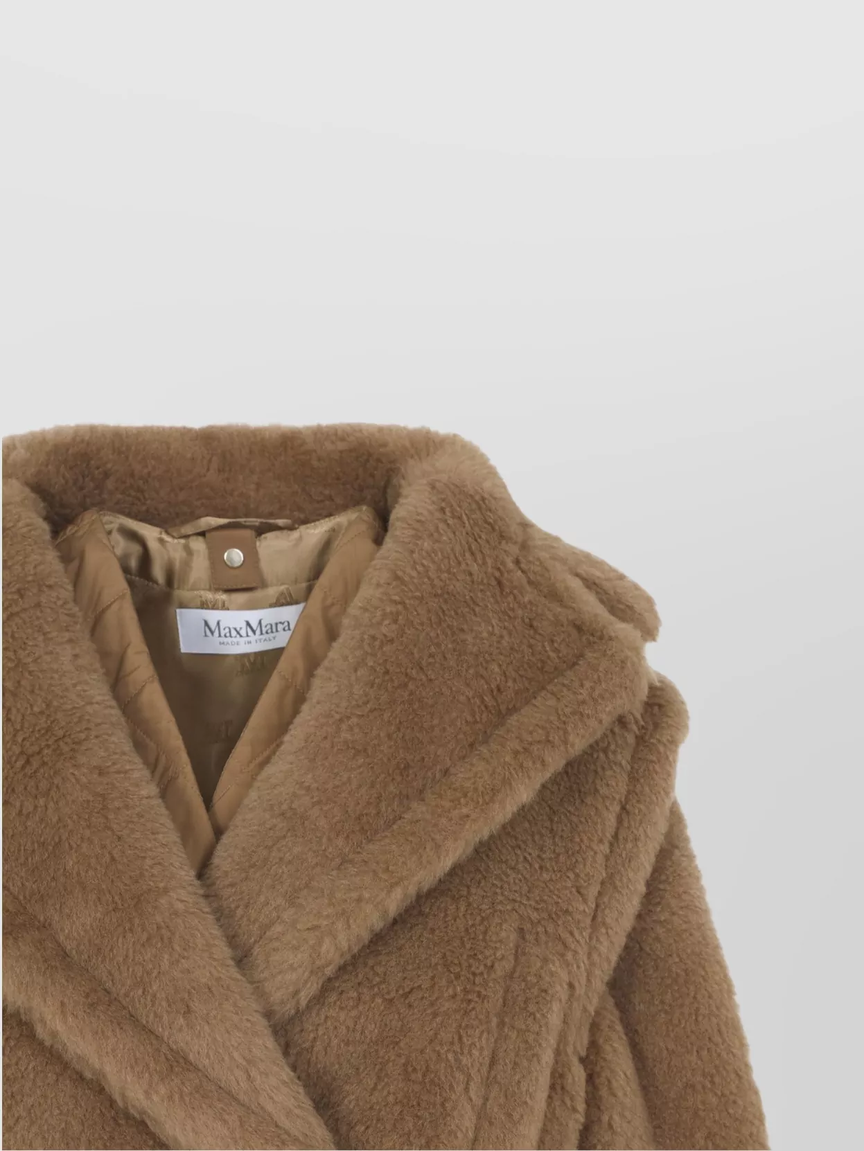 Max Mara Short Teddy Coat Notched Lapels In Brown
