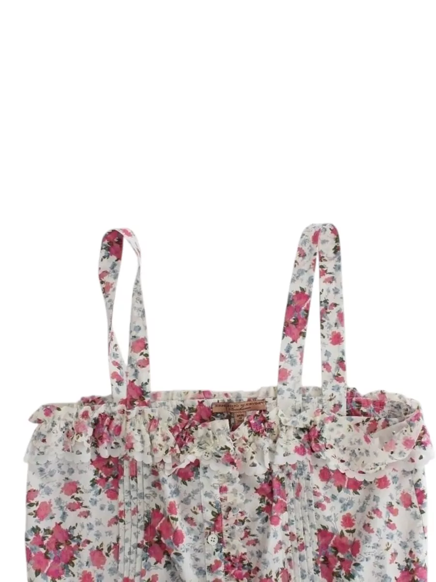Ermanno Scervino Cotton Floral-Print Sleeveless Mini Dress