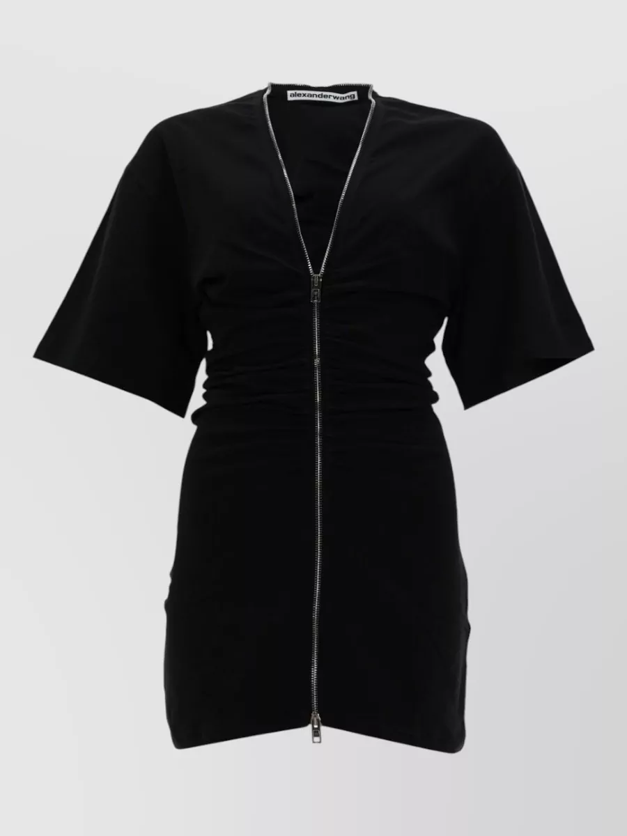 Alexander Wang Gathered zip mini t-shirt dress