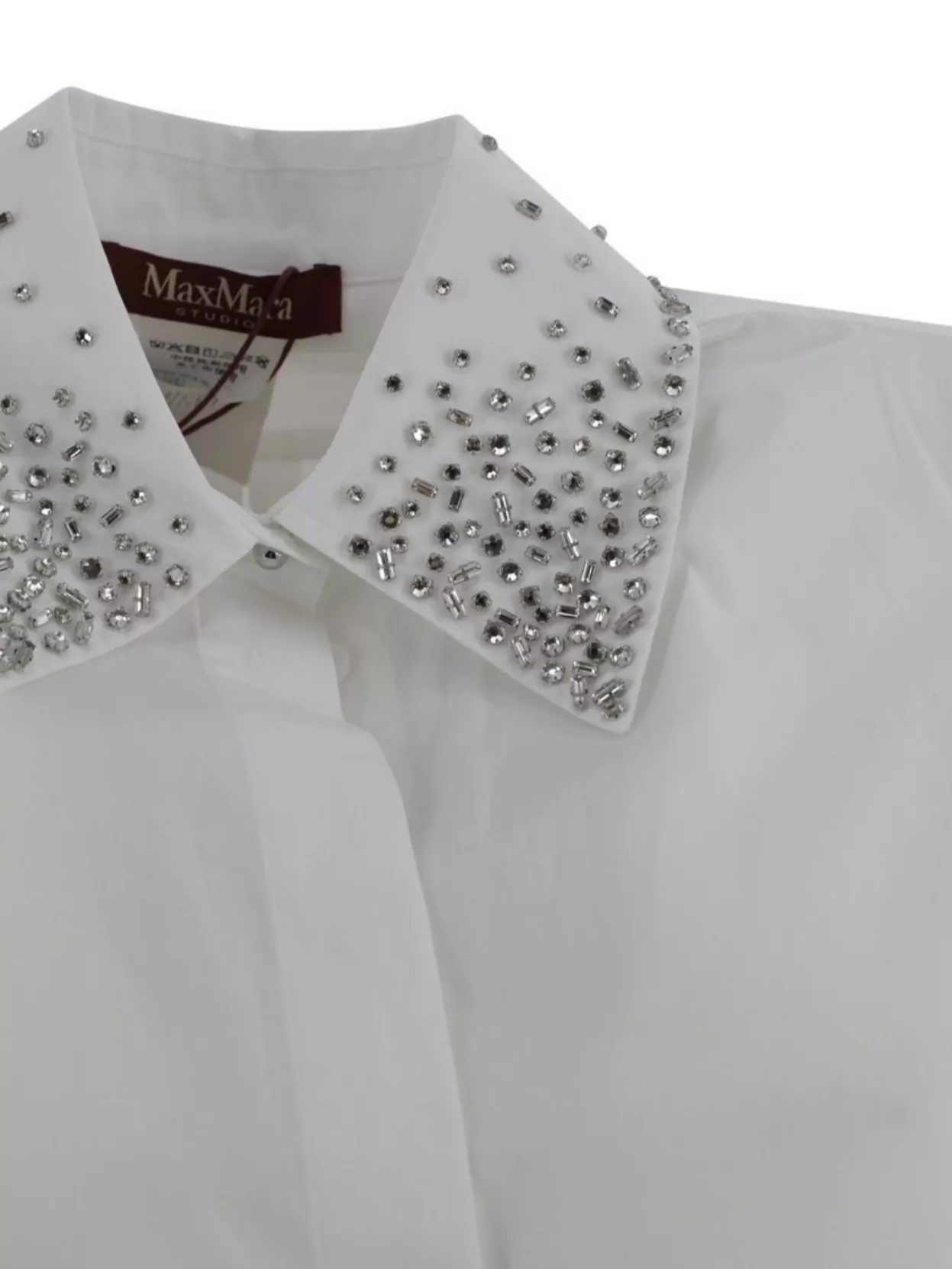 S Max Mara Crystal Embellished Poplin Shirt