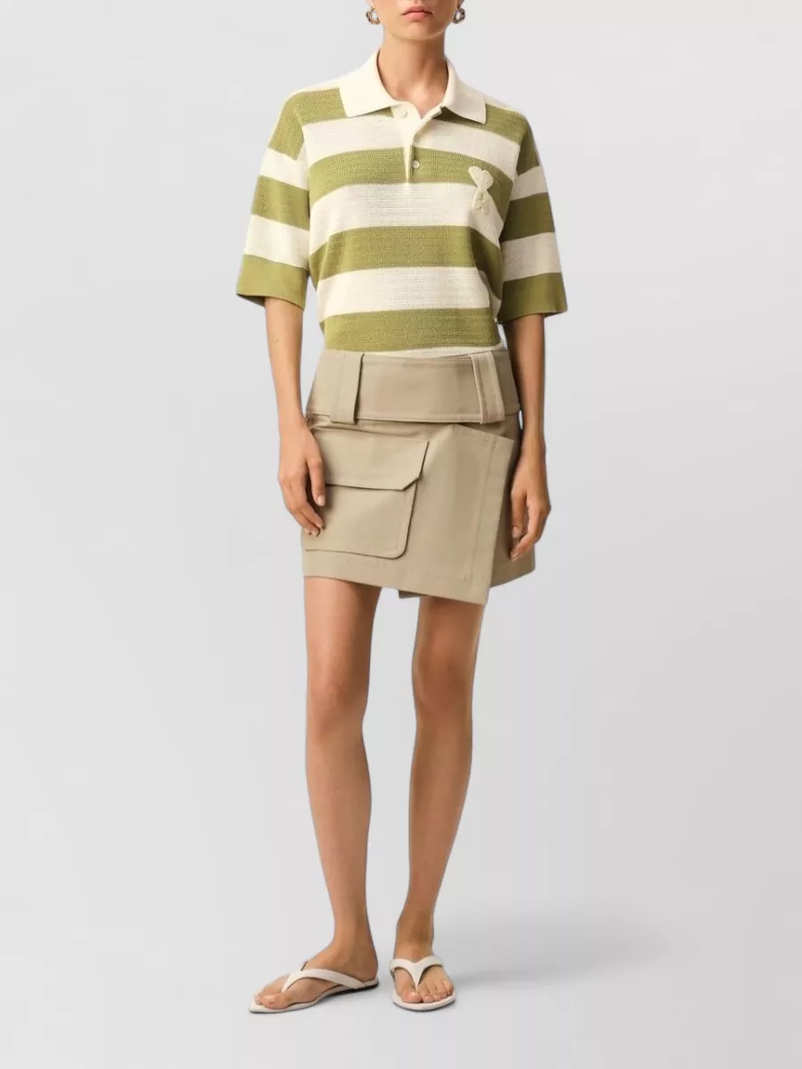 Ami Paris Cotton Striped Short-Sleeve Polo Shirt