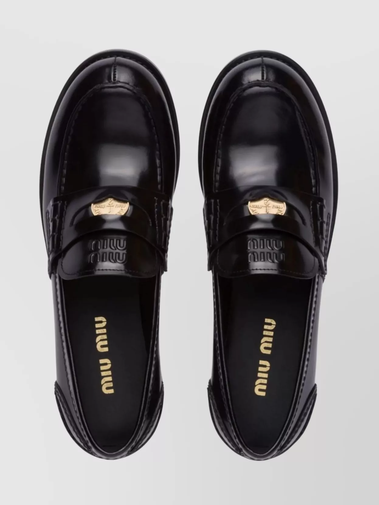 Miu Miu Brushed Leather Penny Loafers With Metal Detail