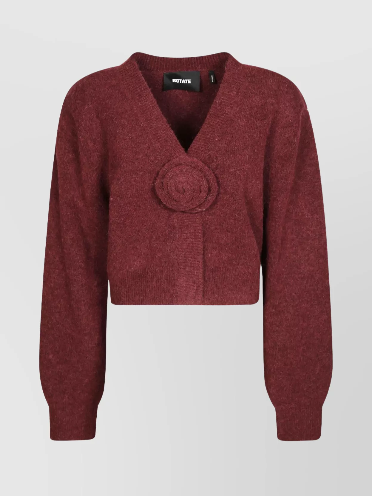 Rotate Textured Knit Puffsleeve V-Neck Cardigan