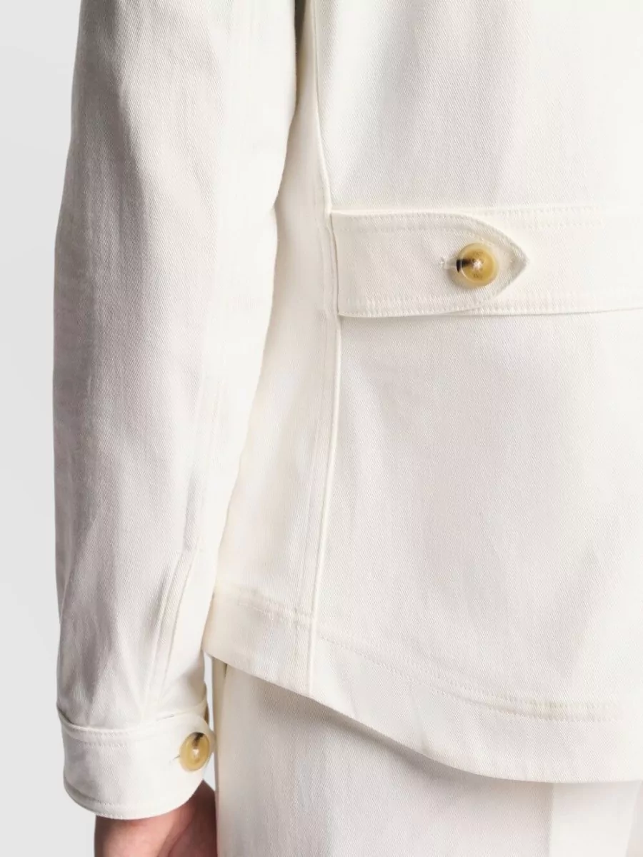 Fay Cotton Blend Shirt Jacket Epaulettes Pockets Vent