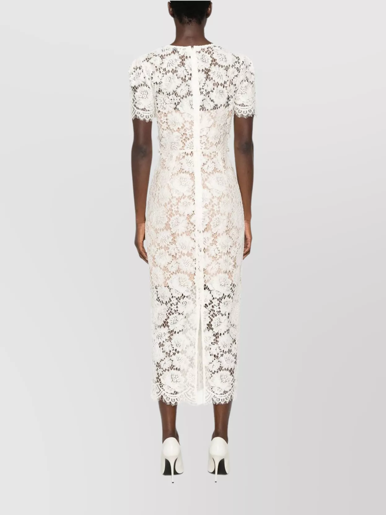 Self-Portrait Lace V-Neck Midi Dress With Bow Embellishments