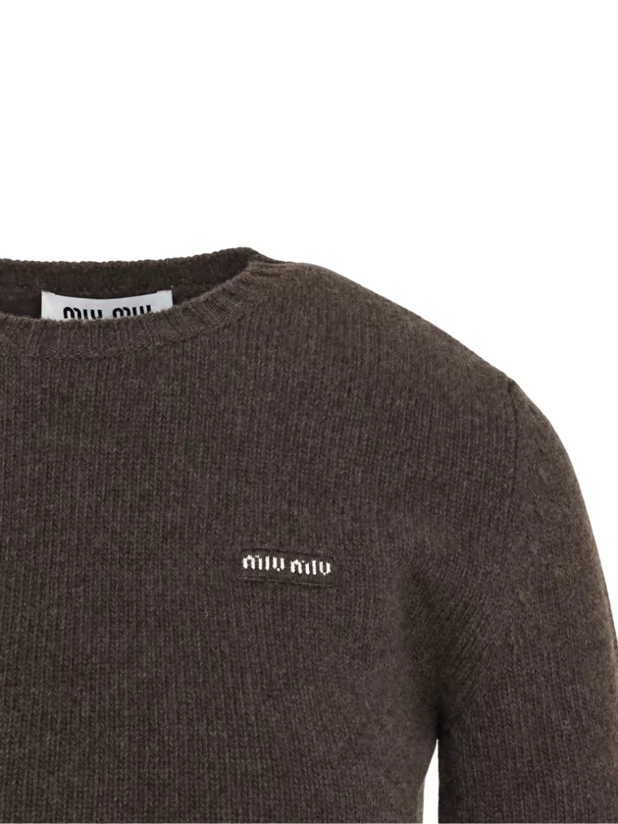 Miu Miu Cashmere Wool Ribbed Cropped Sweater