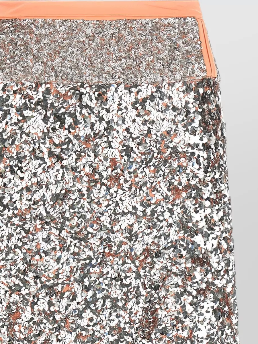 Paco Rabanne Sequin Skirt Contrast Waistband Side Slit