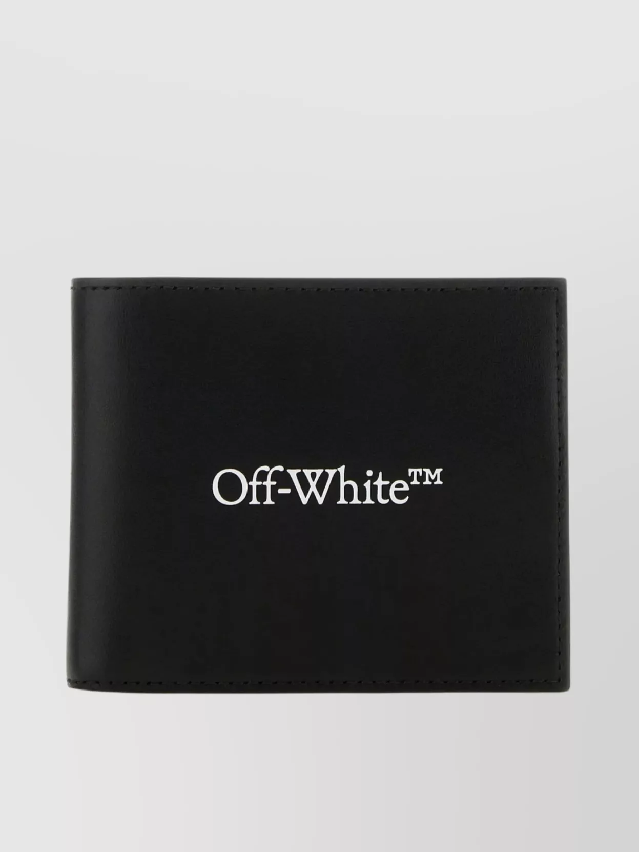Shop Off-white Foldable Leather Wallet With Two Slit Pockets In Black