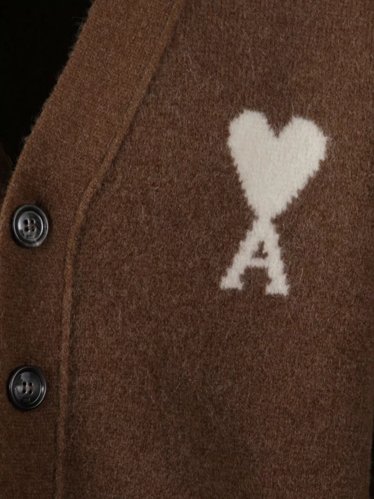 Ami Paris Cardigan With Embroidered Detail And Ribbed Cuffs